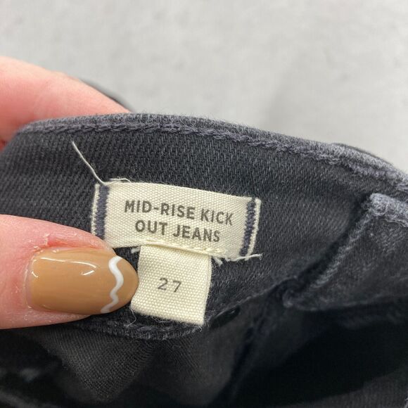 Madewell Kick Out Jeans Women's 27 Black Stretch Denim‎ Mid Rise Bootcut Boho - Picture 6 of 14